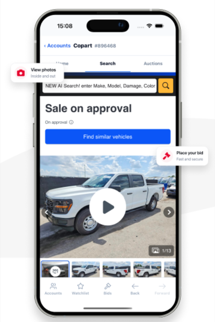 Lot details screen